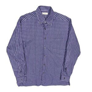Ermenegildo Zegna Dress Shirt Italy Purple Check Long Sleeve Cotton 17.5 XL